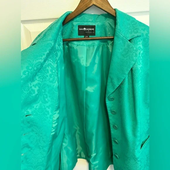SAG HARBOR AQUA GREEN 5 BUTTON LINED LONG SLEEVES TWO FRONT POCKETS PLUS 24 W - Picture 9 of 13